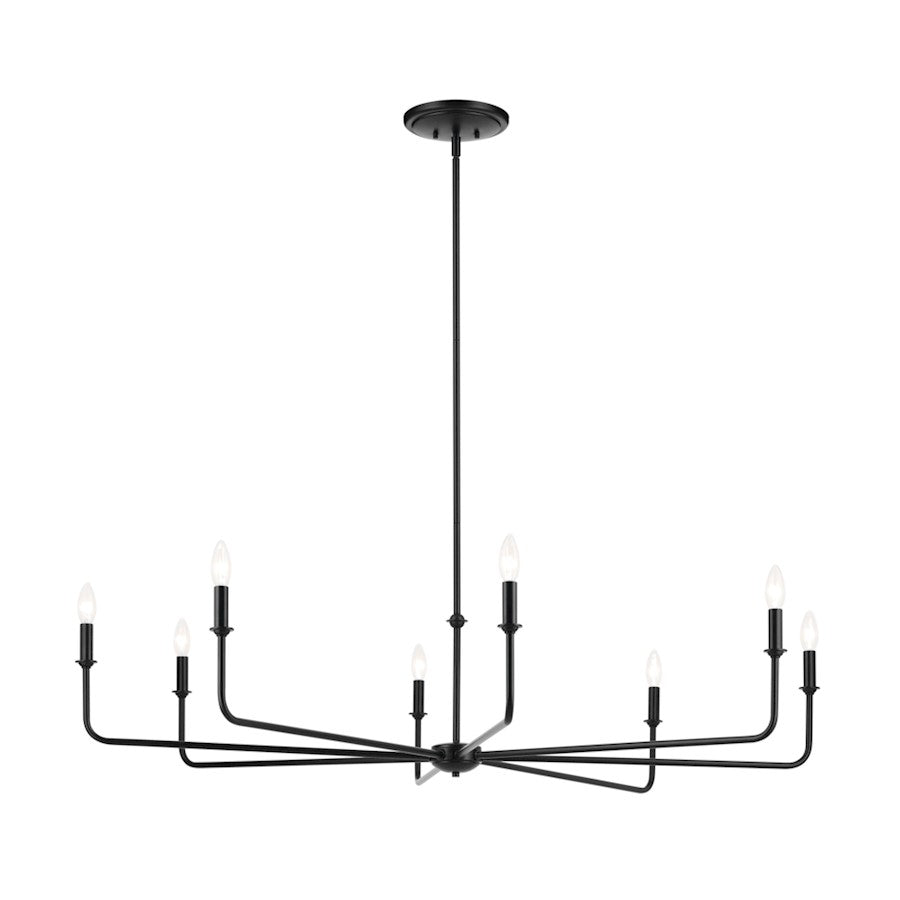 8 Light 16.75" Chandelier, Large, Black