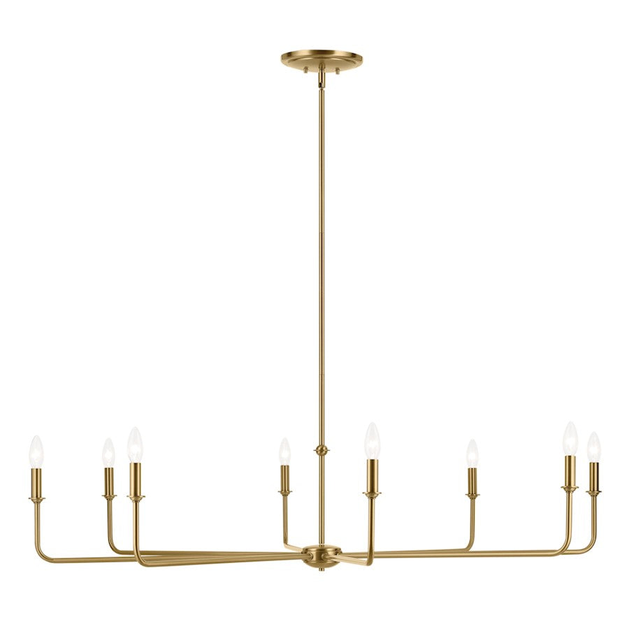 8 Light 16.75" Chandelier, Large, Brass