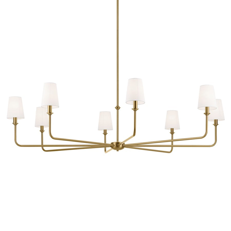 8 Light 16.75" Chandelier, Large, Brass