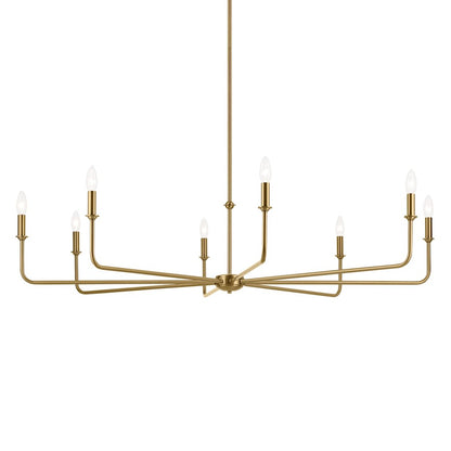 8 Light 16.75" Chandelier, Large, Brass