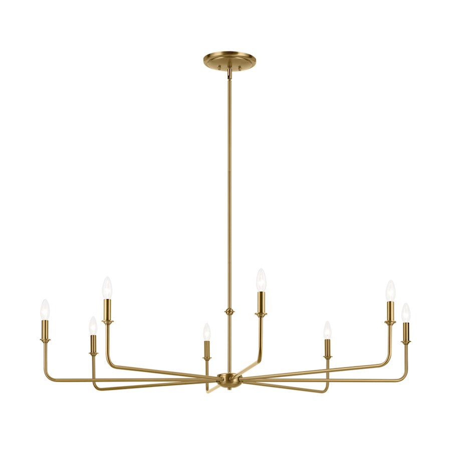 8 Light 16.75" Chandelier, Large, Brass