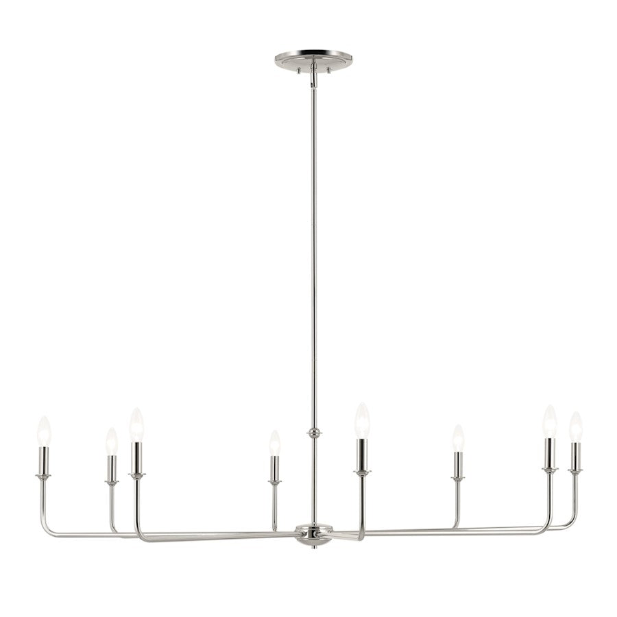 8 Light 16.75" Chandelier, Large, Nickel