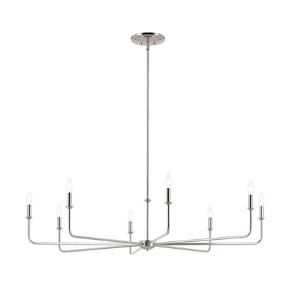 8 Light 16.75" Chandelier, Large, Nickel