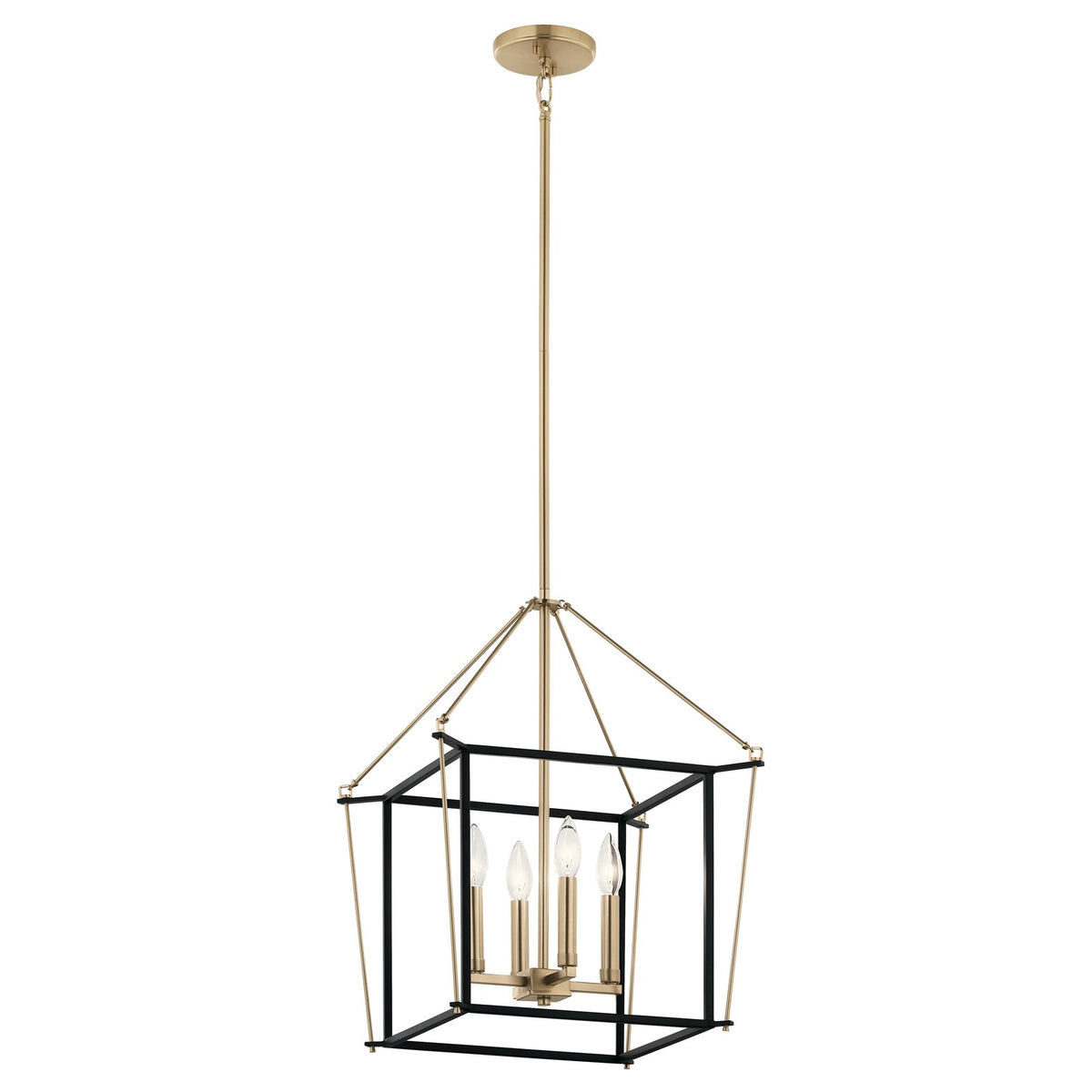 Kichler Eisley 16in 4-Light Foyer Pendant | Champagne Bronze Steel | Entryway & Living Room | 16 x 16 x 21.25 in | Model 52626CPZ