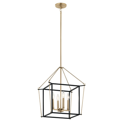 Kichler Eisley 16in 4-Light Foyer Pendant | Champagne Bronze Steel | Entryway & Living Room | 16 x 16 x 21.25 in | Model 52626CPZ