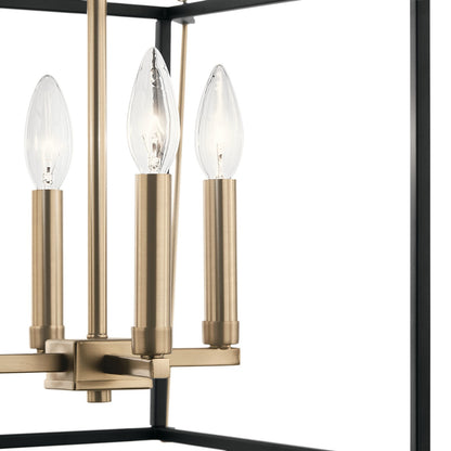 Kichler Eisley 16in 4-Light Foyer Pendant | Champagne Bronze Steel | Entryway & Living Room | 16 x 16 x 21.25 in | Model 52626CPZ