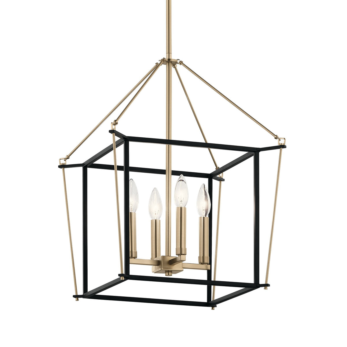 Kichler Eisley 16in 4-Light Foyer Pendant | Champagne Bronze Steel | Entryway & Living Room | 16 x 16 x 21.25 in | Model 52626CPZ