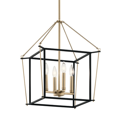 Kichler Eisley 16in 4-Light Foyer Pendant | Champagne Bronze Steel | Entryway & Living Room | 16 x 16 x 21.25 in | Model 52626CPZ