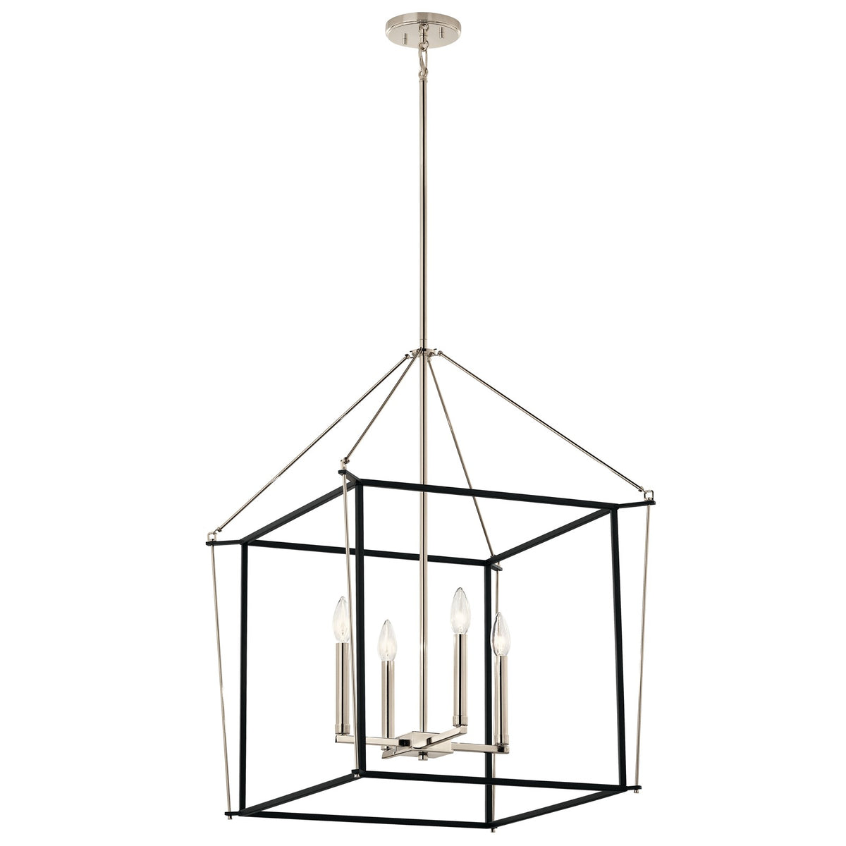 Kichler Eisley 22in 4-Light Foyer Pendant | Modern Polished Nickel Steel | Kitchen Island & Entryway | 22 x 22 x 30 in | Model 52627PN