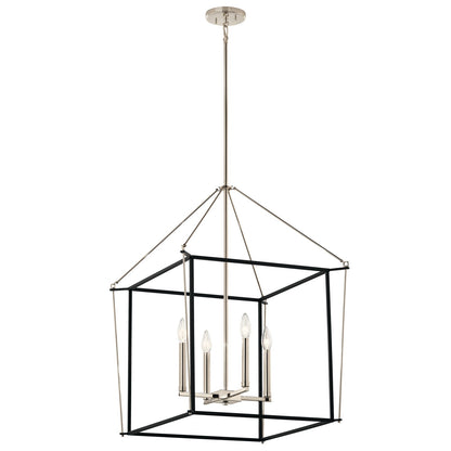 Kichler Eisley 22in 4-Light Foyer Pendant | Modern Polished Nickel Steel | Kitchen Island & Entryway | 22 x 22 x 30 in | Model 52627PN