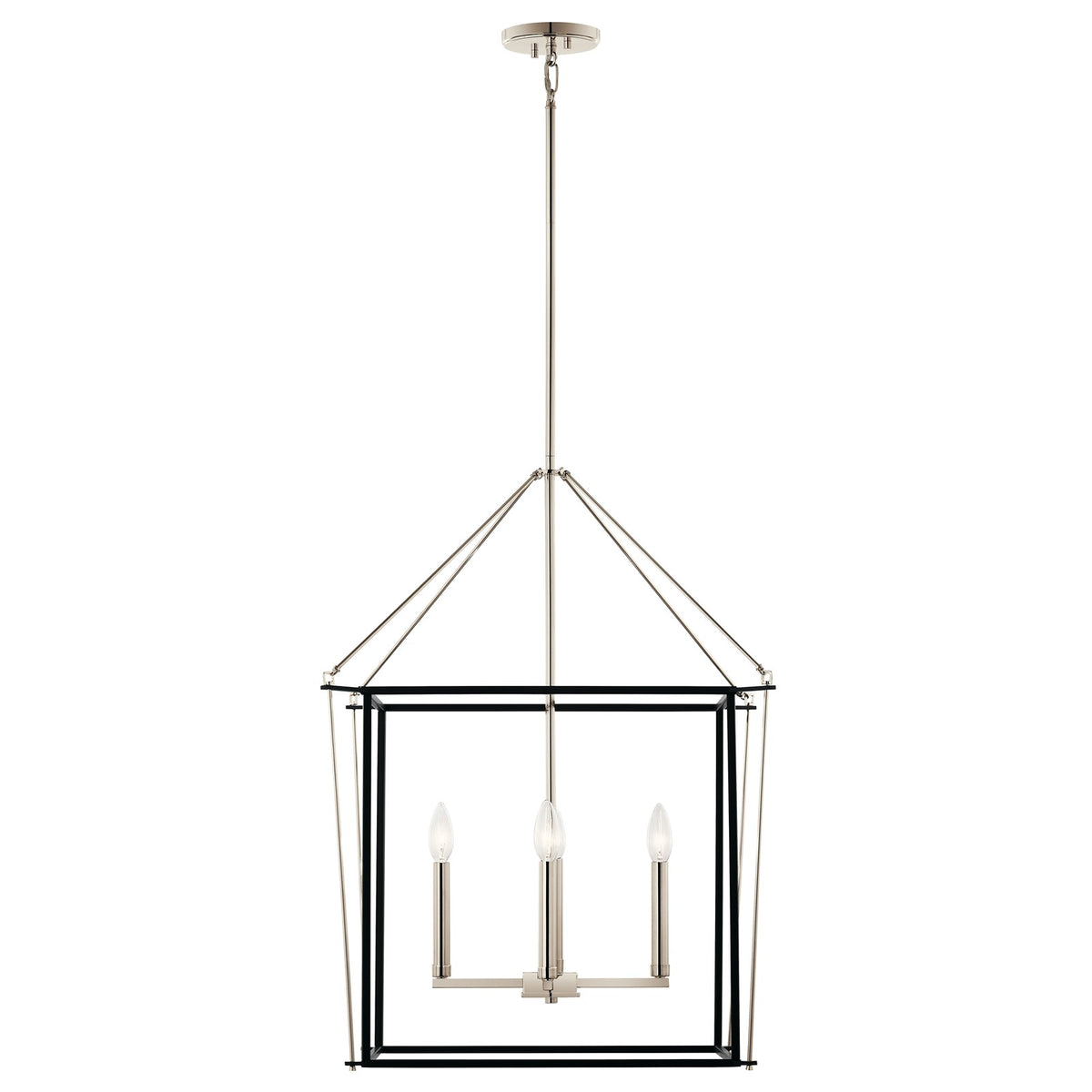 Kichler Eisley 22in 4-Light Foyer Pendant | Modern Polished Nickel Steel | Kitchen Island & Entryway | 22 x 22 x 30 in | Model 52627PN