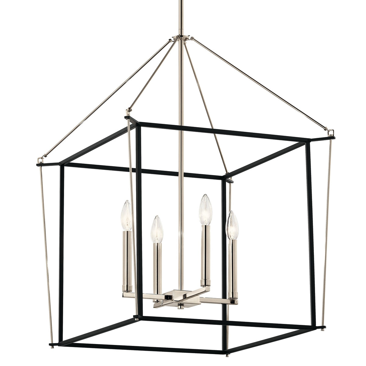 Kichler Eisley 22in 4-Light Foyer Pendant | Modern Polished Nickel Steel | Kitchen Island & Entryway | 22 x 22 x 30 in | Model 52627PN