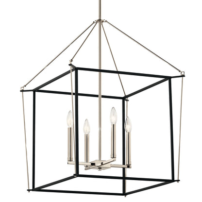 Kichler Eisley 22in 4-Light Foyer Pendant | Modern Polished Nickel Steel | Kitchen Island & Entryway | 22 x 22 x 30 in | Model 52627PN
