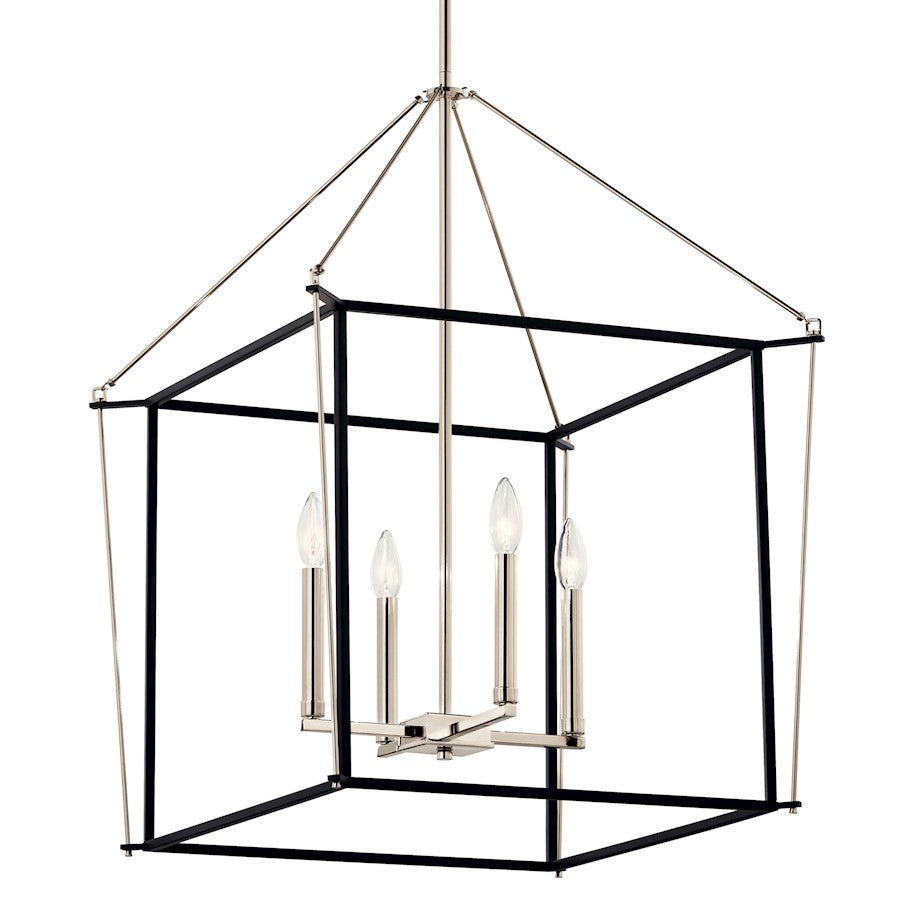 Kichler Eisley 22in 4-Light Foyer Pendant | Modern Polished Nickel Steel | Kitchen Island & Entryway | 22 x 22 x 30 in | Model 52627PN