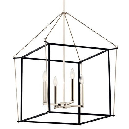 Kichler Eisley 22in 4-Light Foyer Pendant | Modern Polished Nickel Steel | Kitchen Island & Entryway | 22 x 22 x 30 in | Model 52627PN