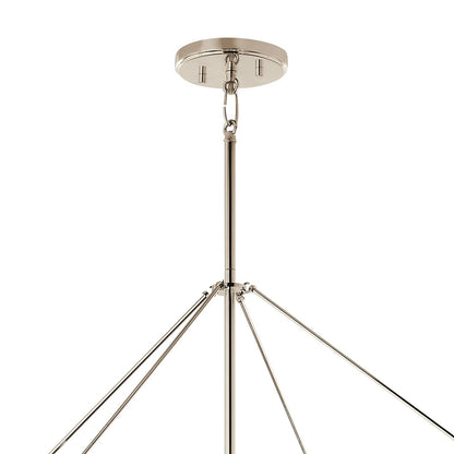 Kichler Eisley 34in 8-Light Foyer Pendant | Modern Polished Nickel Open Frame | Entryway & Stairwell | 34.75 x 34.75 x 50 in | Model 52629PN