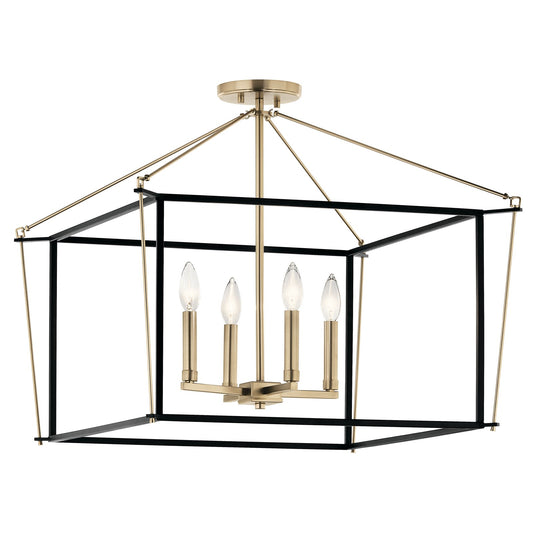 Kichler Eisley 24in 4-Light Semi Flush | Modern Open-Frame Champagne Bronze | Living Room & Foyer | 24 x 24 x 20 in | Model 52632CPZ