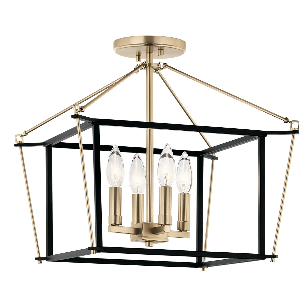 Kichler Eisley 16in 4-Light Semi-Flush Mount | Modern Champagne Bronze Steel | Foyer & Hallway | 16 x 16 x 14 in | Model 52633CPZ