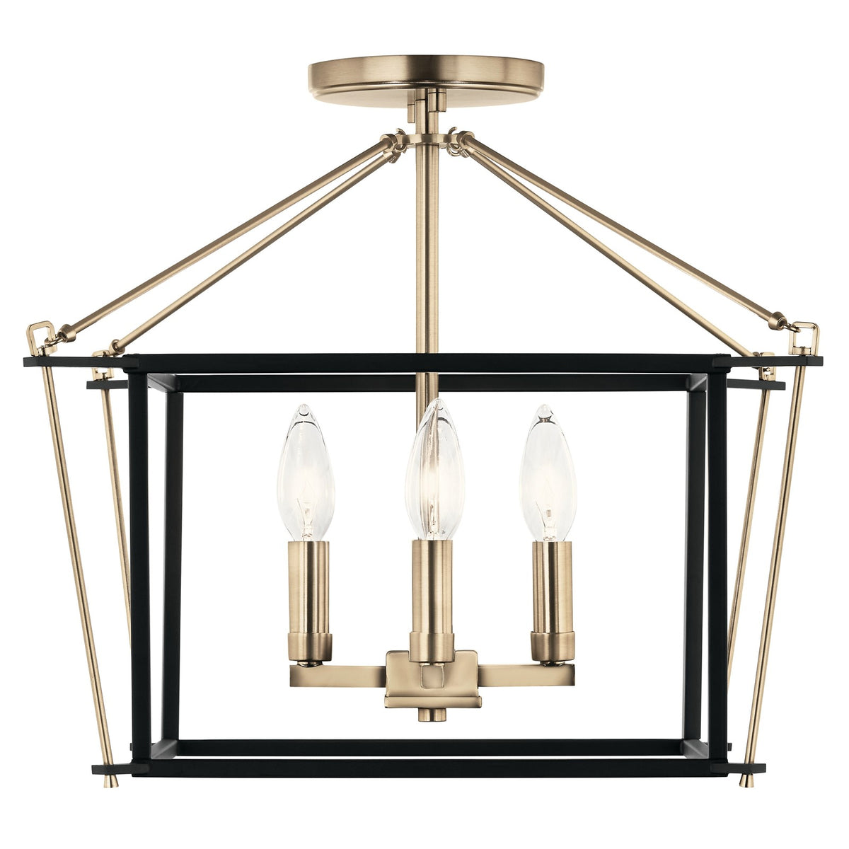 Kichler Eisley 16in 4-Light Semi-Flush Mount | Modern Champagne Bronze Steel | Foyer & Hallway | 16 x 16 x 14 in | Model 52633CPZ