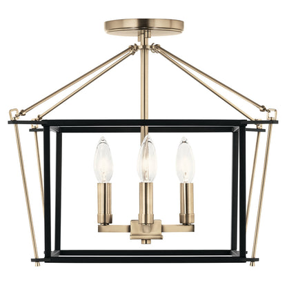 Kichler Eisley 16in 4-Light Semi-Flush Mount | Modern Champagne Bronze Steel | Foyer & Hallway | 16 x 16 x 14 in | Model 52633CPZ