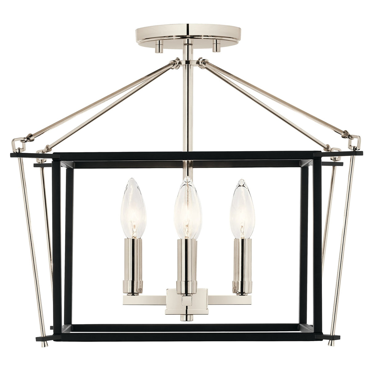 Kichler Eisley 16in 4-Light Semi-Flush Mount | Modern Polished Nickel Steel | Foyer & Hallway | 16 x 16 x 14 in | Model 52633PN