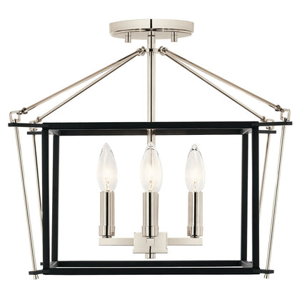 Kichler Eisley 16in 4-Light Semi-Flush Mount | Modern Polished Nickel Steel | Foyer & Hallway | 16 x 16 x 14 in | Model 52633PN