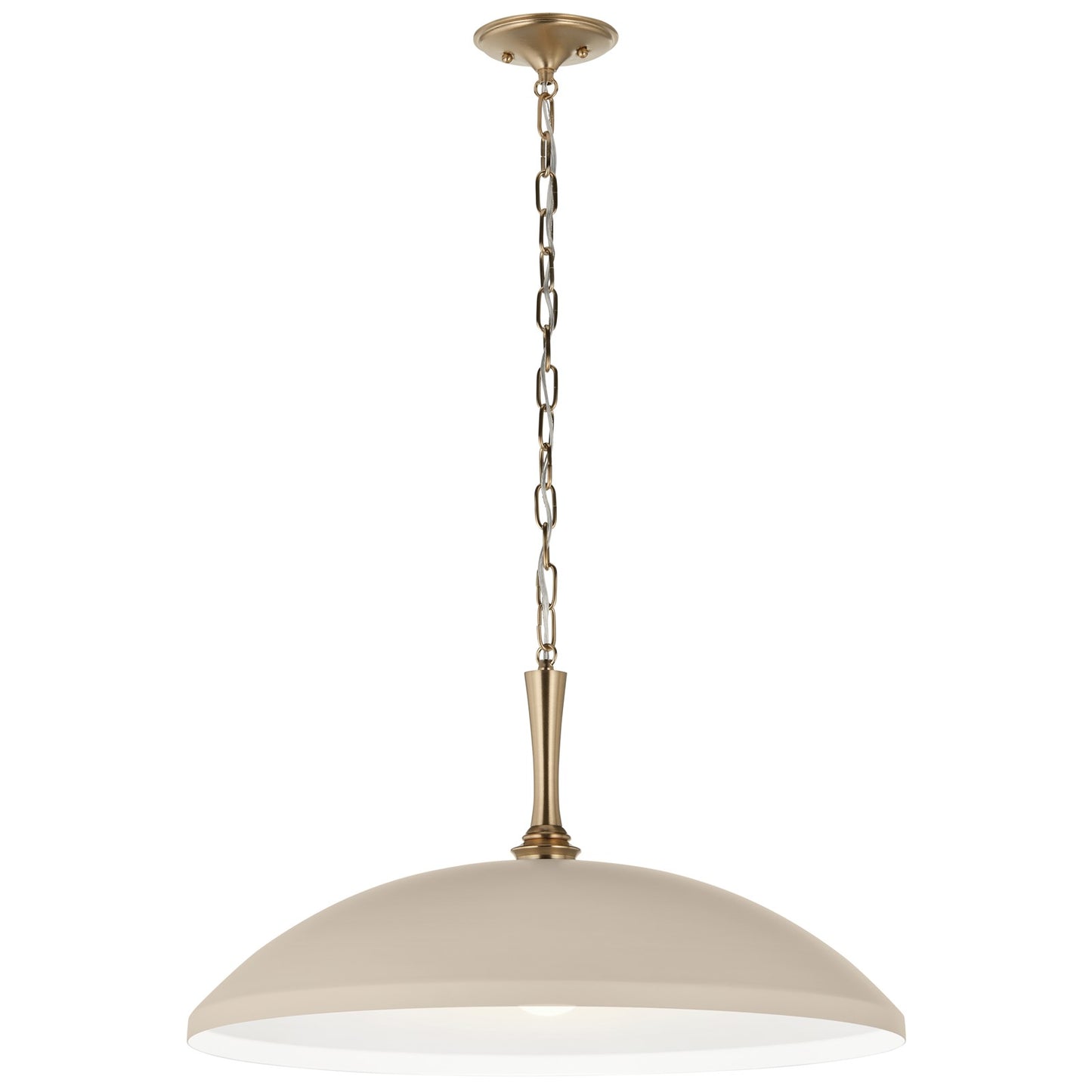 Kichler Delarosa 24in 1-Light Pendant | Traditional Greige Steel Dome Shade | Kitchen Island & Dining Room | 24 x 24 x 12.75 in | Model 52637GRG