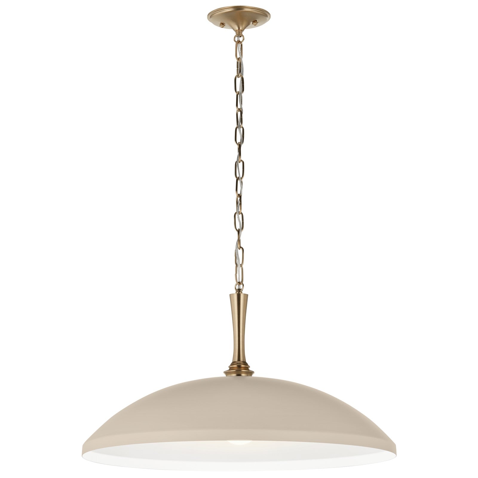 Kichler Delarosa 24in 1-Light Pendant | Traditional Greige Steel Dome Shade | Kitchen Island & Dining Room | 24 x 24 x 12.75 in | Model 52637GRG