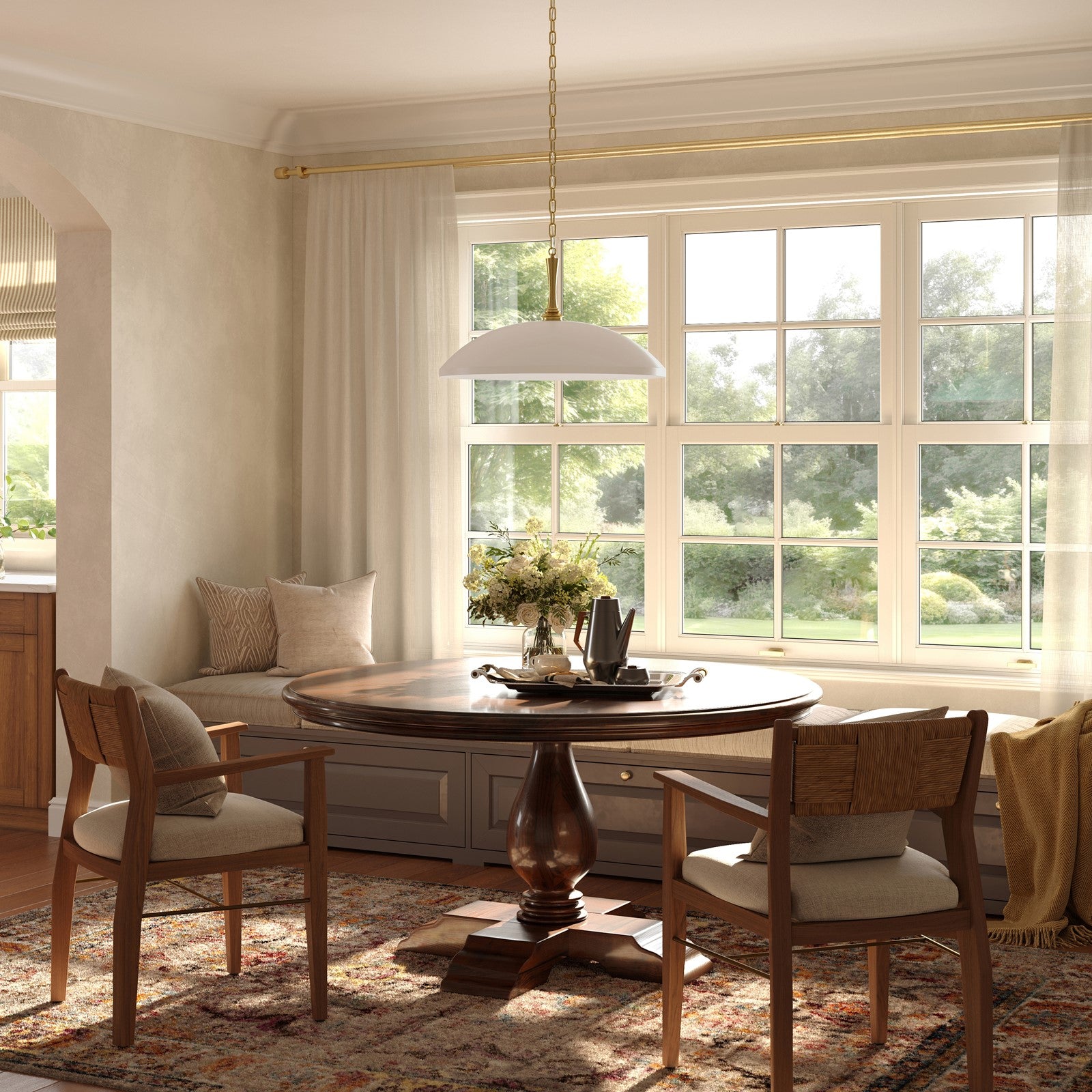 Kichler Delarosa 24in 1-Light Pendant | Traditional Greige Steel Dome Shade | Kitchen Island & Dining Room | 24 x 24 x 12.75 in | Model 52637GRG