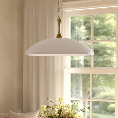 Kichler Delarosa 24in 1-Light Pendant | Traditional Greige Steel Dome Shade | Kitchen Island & Dining Room | 24 x 24 x 12.75 in | Model 52637GRG