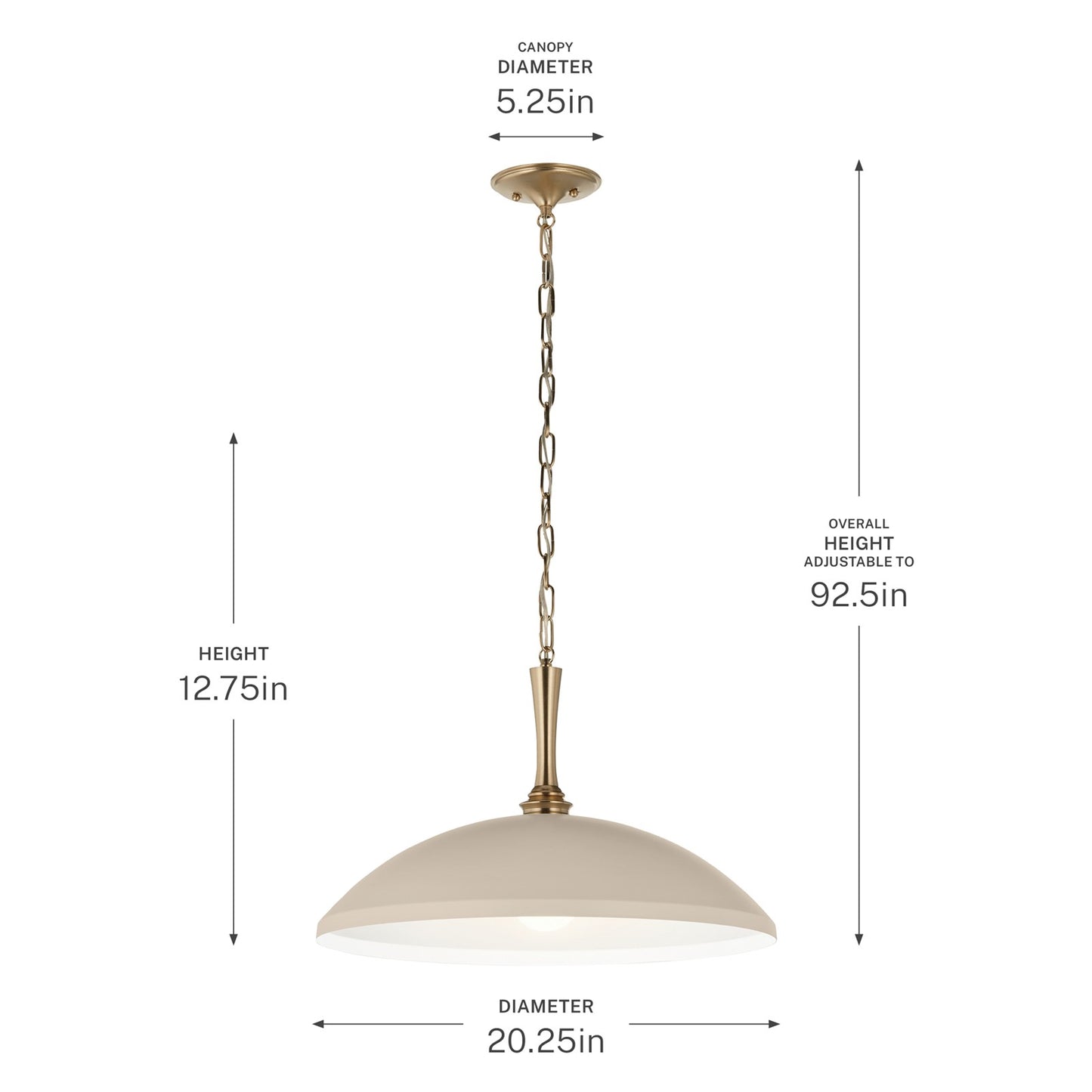 Kichler Delarosa 24in 1-Light Pendant | Traditional Greige Steel Dome Shade | Kitchen Island & Dining Room | 24 x 24 x 12.25 in | Model 52638GRG