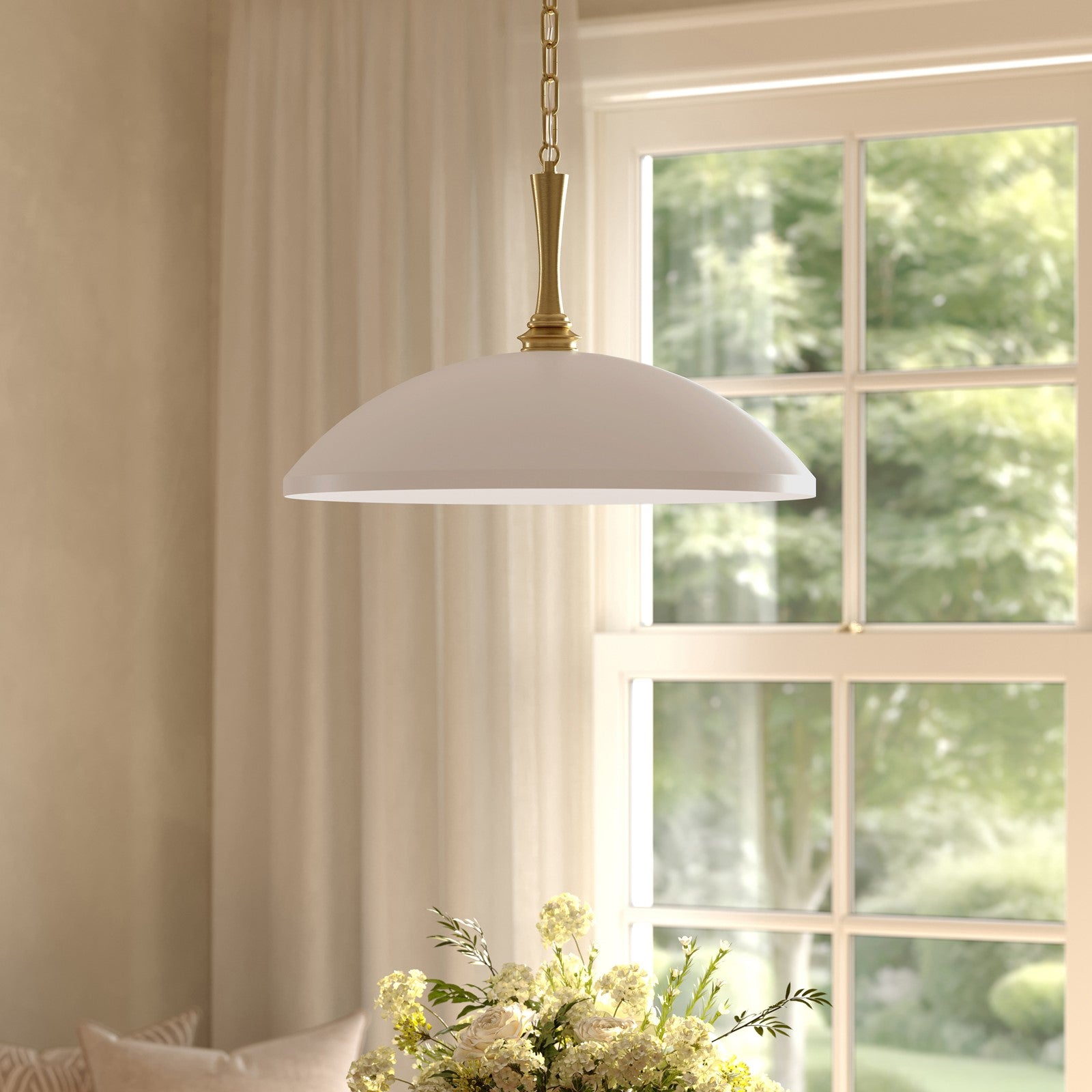 Kichler Delarosa 24in 1-Light Pendant | Traditional Greige Steel Dome Shade | Kitchen Island & Dining Room | 24 x 24 x 12.25 in | Model 52638GRG