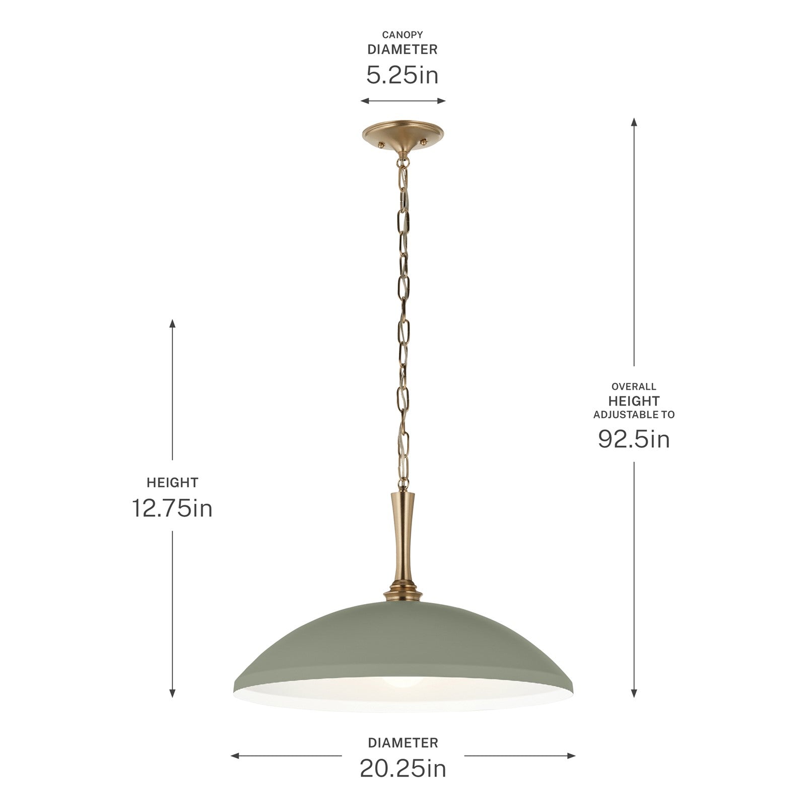 Kichler Delarosa 24in 1-Light Pendant | Traditional Heritage Green Steel Dome Shade | Kitchen Island & Dining Room | 24 x 24 x 12.25 in | Model 52638HGN
