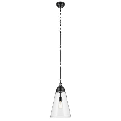 Kichler Marsailli 19in 1-Light Pendant | Traditional Black and Clear Glass | Kitchen Island & Dining Room | 19 H x 11.5 Dia in | Model 52661BKCLR