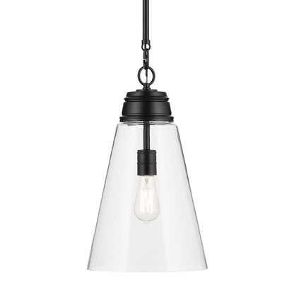 Kichler Marsailli 19in 1-Light Pendant | Traditional Black and Clear Glass | Kitchen Island & Dining Room | 19 H x 11.5 Dia in | Model 52661BKCLR