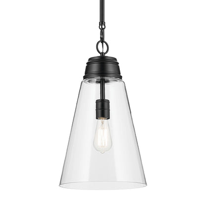 Kichler Marsailli 19in 1-Light Pendant | Traditional Black and Clear Glass | Kitchen Island & Dining Room | 19 H x 11.5 Dia in | Model 52661BKCLR