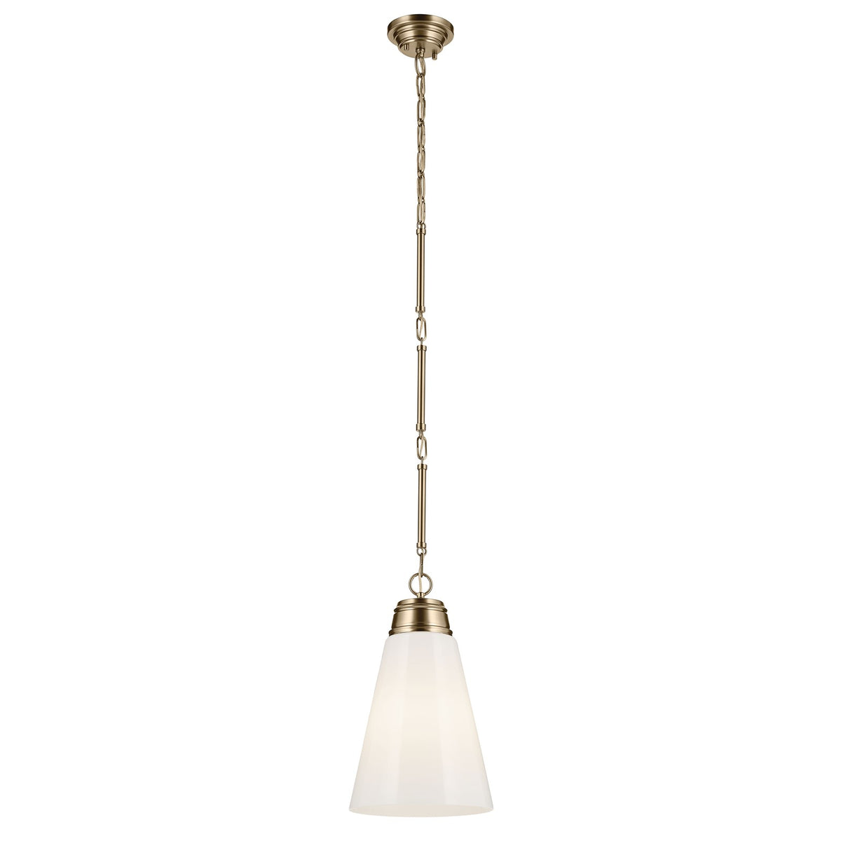 Kichler Marsailli 19in 1-Light Pendant | Traditional Champagne Bronze and Cased Opal Glass | Kitchen Island & Dining Room | Model 52661CPZ