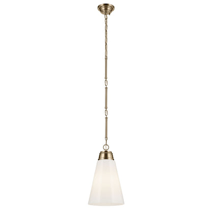 Kichler Marsailli 19in 1-Light Pendant | Traditional Champagne Bronze and Cased Opal Glass | Kitchen Island & Dining Room | Model 52661CPZ
