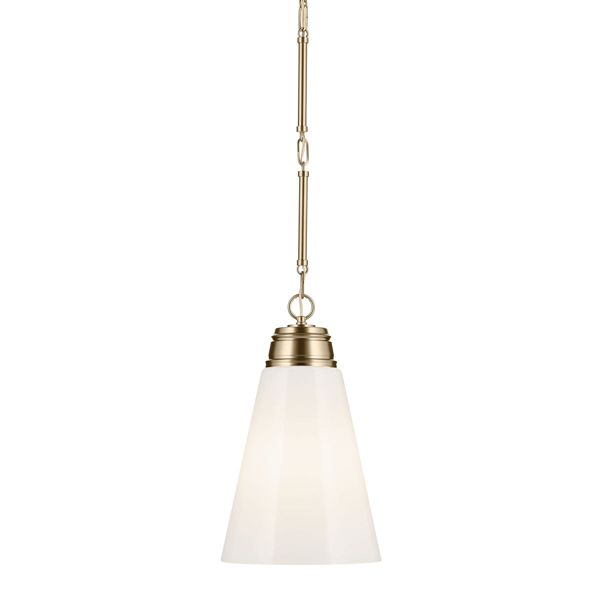 Kichler Marsailli 19in 1-Light Pendant | Traditional Champagne Bronze and Cased Opal Glass | Kitchen Island & Dining Room | Model 52661CPZ