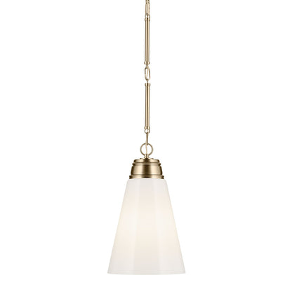 Kichler Marsailli 19in 1-Light Pendant | Traditional Champagne Bronze and Cased Opal Glass | Kitchen Island & Dining Room | Model 52661CPZ