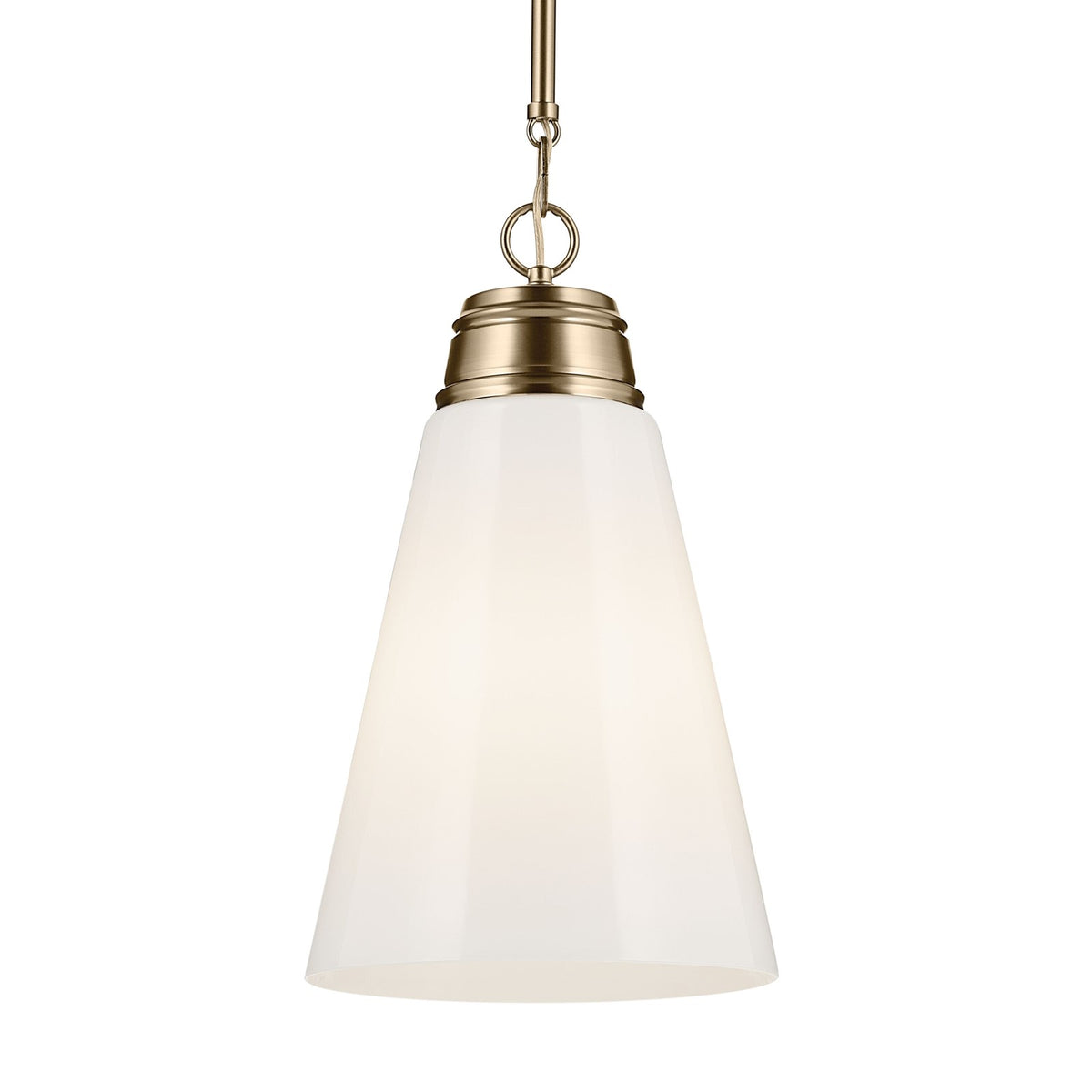 Kichler Marsailli 19in 1-Light Pendant | Traditional Champagne Bronze and Cased Opal Glass | Kitchen Island & Dining Room | Model 52661CPZ