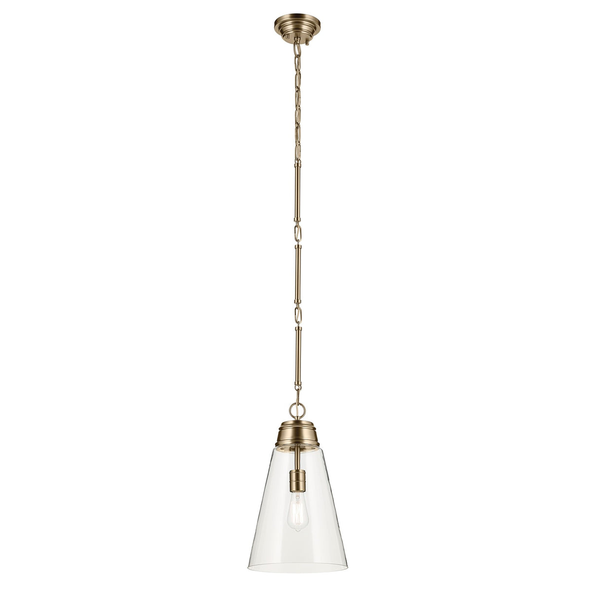 Kichler Marsailli 19in 1-Light Pendant | Traditional Champagne Bronze and Clear Glass | Kitchen Island & Dining Room | 19in H | Model 52661CPZCLR