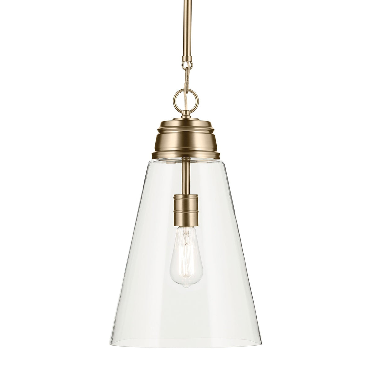 Kichler Marsailli 19in 1-Light Pendant | Traditional Champagne Bronze and Clear Glass | Kitchen Island & Dining Room | 19in H | Model 52661CPZCLR
