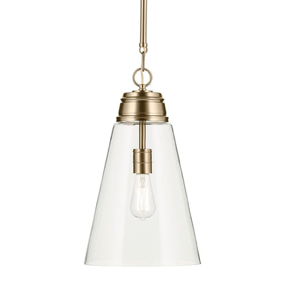 Kichler Marsailli 19in 1-Light Pendant | Traditional Champagne Bronze and Clear Glass | Kitchen Island & Dining Room | 19in H | Model 52661CPZCLR