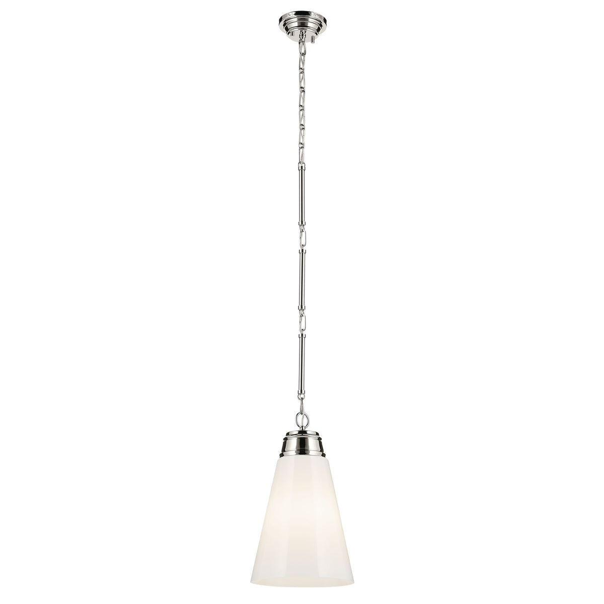 Kichler Marsailli 1-Light 19in Pendant | Polished Nickel and Cased Opal Glass | Kitchen Island & Dining Room | 11.5 x 11.5 x 19 in | Model 52661PN