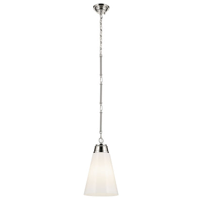 Kichler Marsailli 1-Light 19in Pendant | Polished Nickel and Cased Opal Glass | Kitchen Island & Dining Room | 11.5 x 11.5 x 19 in | Model 52661PN