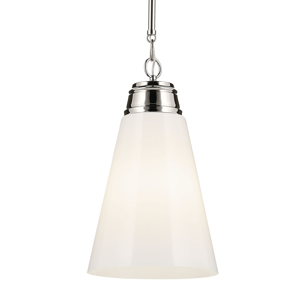 Kichler Marsailli 1-Light 19in Pendant | Polished Nickel and Cased Opal Glass | Kitchen Island & Dining Room | 11.5 x 11.5 x 19 in | Model 52661PN