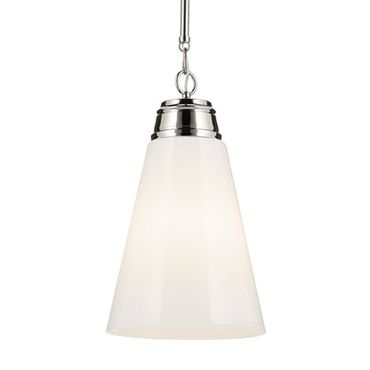 Kichler Marsailli 1-Light 19in Pendant | Polished Nickel and Cased Opal Glass | Kitchen Island & Dining Room | 11.5 x 11.5 x 19 in | Model 52661PN