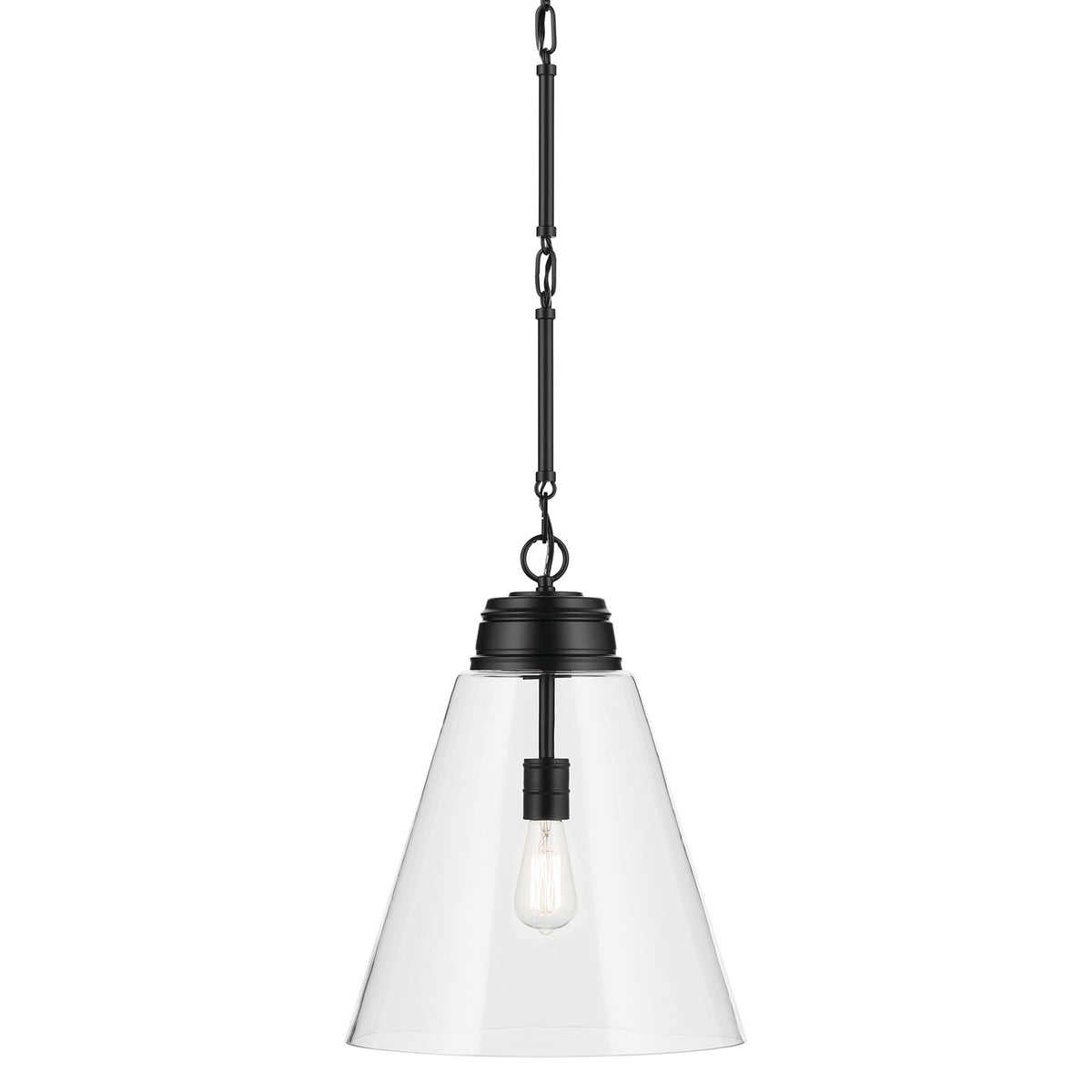 Kichler Marsailli 20in 1-Light Pendant | Traditional Black and Clear Glass | Kitchen Island | 19.75 x 15.75 in | Model 52662BKCLR
