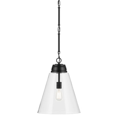 Kichler Marsailli 20in 1-Light Pendant | Traditional Black and Clear Glass | Kitchen Island | 19.75 x 15.75 in | Model 52662BKCLR